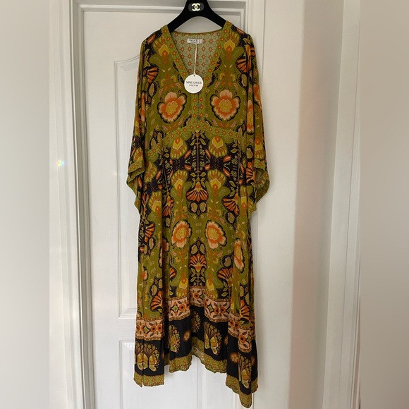 NINE LIVES BAZAAR EMPIRE DRESS COYOTE boho floral print Maxi Dress NWT XXL - Picture 3 of 15